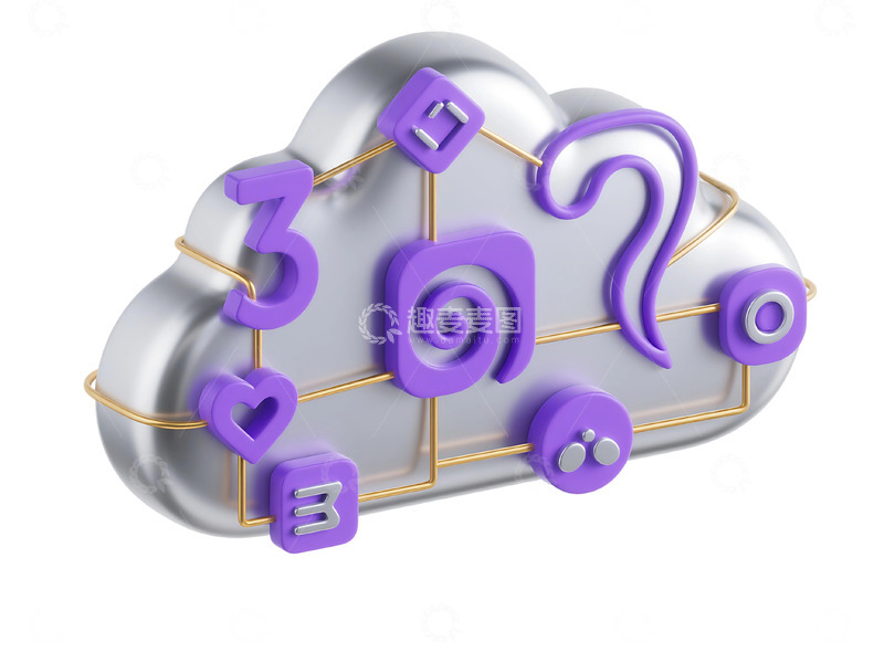 高清大图下载【趣麦麦图】免抠立体创意图标云 