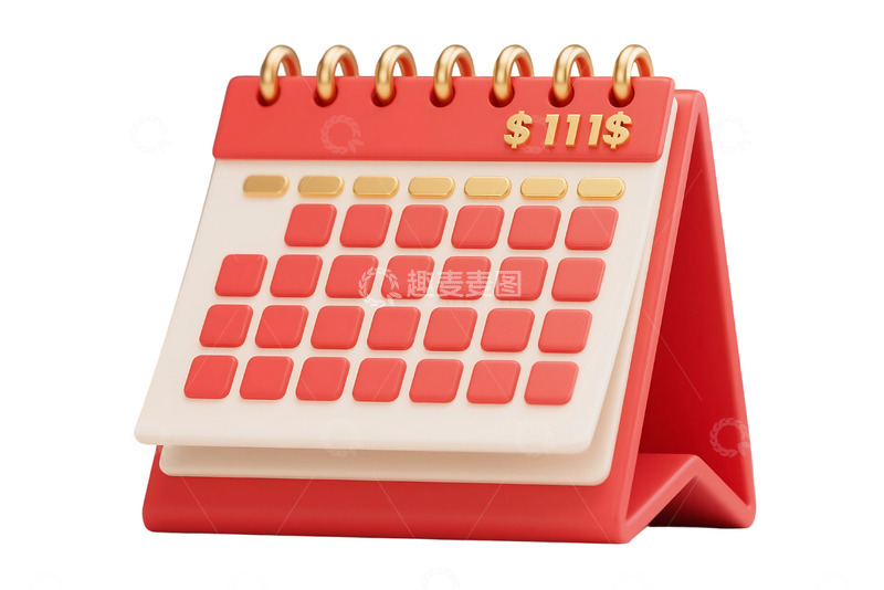 高清大图下载【趣麦麦图】免抠的红色金色日历金融元素 