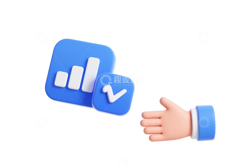 高清大图下载【趣麦麦图】免抠的蓝色商务图标和小手 