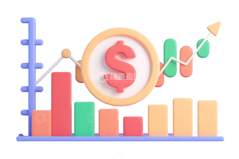 高清大图下载【趣麦麦图】免抠立体元素金融图标股市 