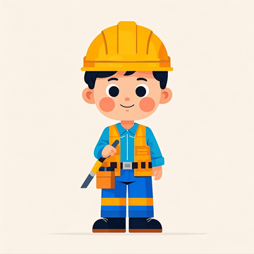 Q版卡通手绘维修工人简笔画1