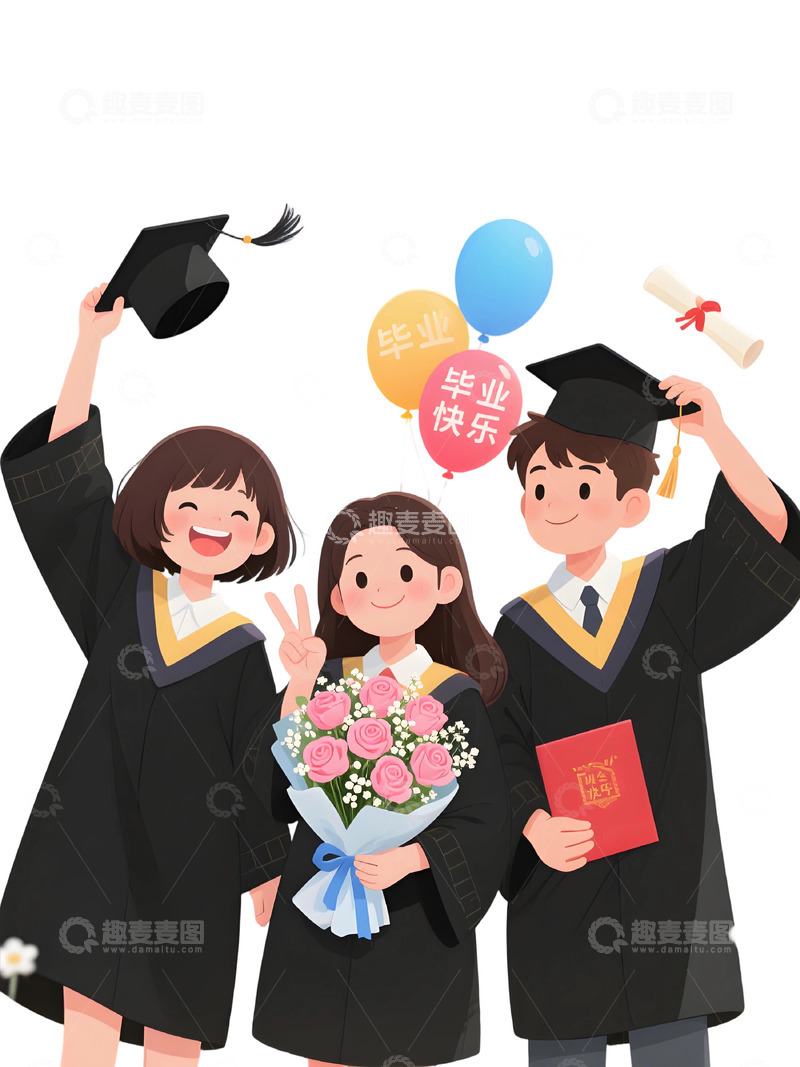高清大图下载【趣麦麦图】毕业生主题插画6