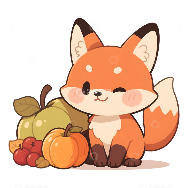 高清大图下载【趣麦麦图】卡通可爱小狐狸免抠元素1
