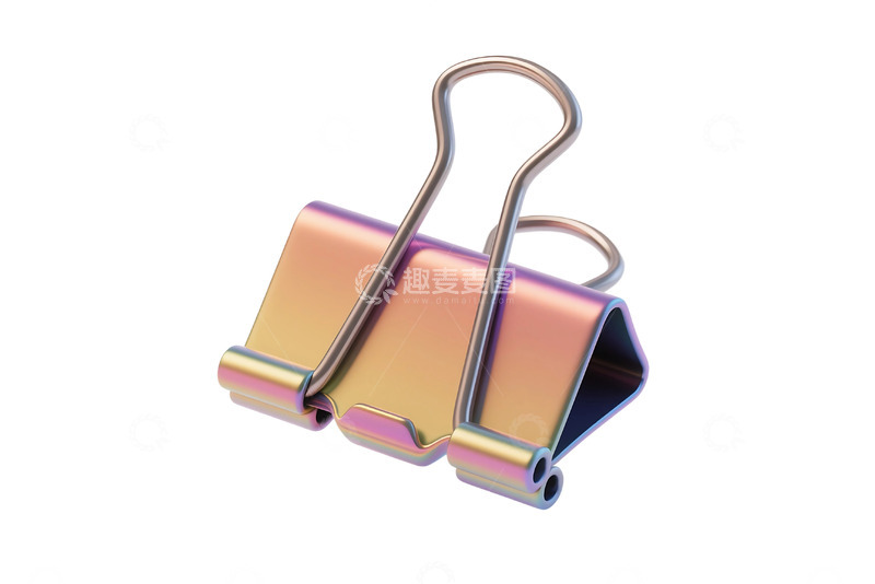 高清大图下载【趣麦麦图】免抠立体渐变色金属票夹免抠元素 