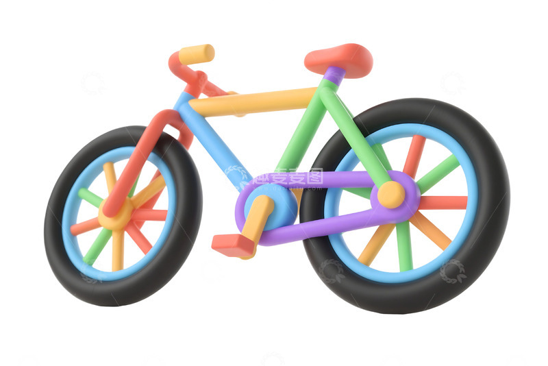 高清大图下载【趣麦麦图】免抠立体彩色自行车元素 