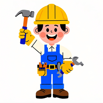 Q版卡通手绘维修工人简笔画