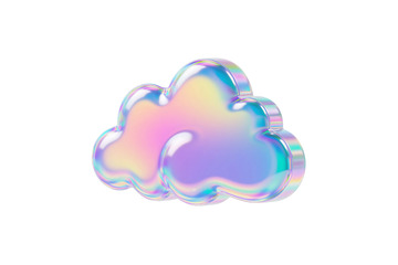 免抠立体炫彩玻璃云朵 1