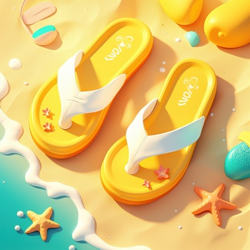 卡通简约一双人字拖