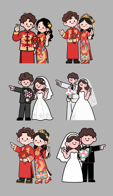 卡通婚礼迎宾牌