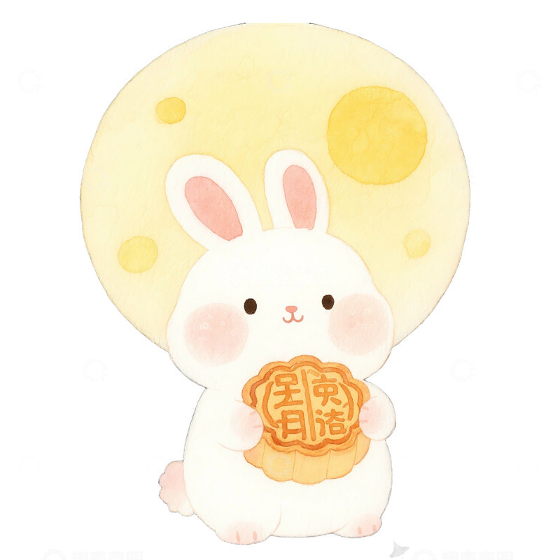 高清大图下载【趣麦麦图】中秋节小兔免抠元素1