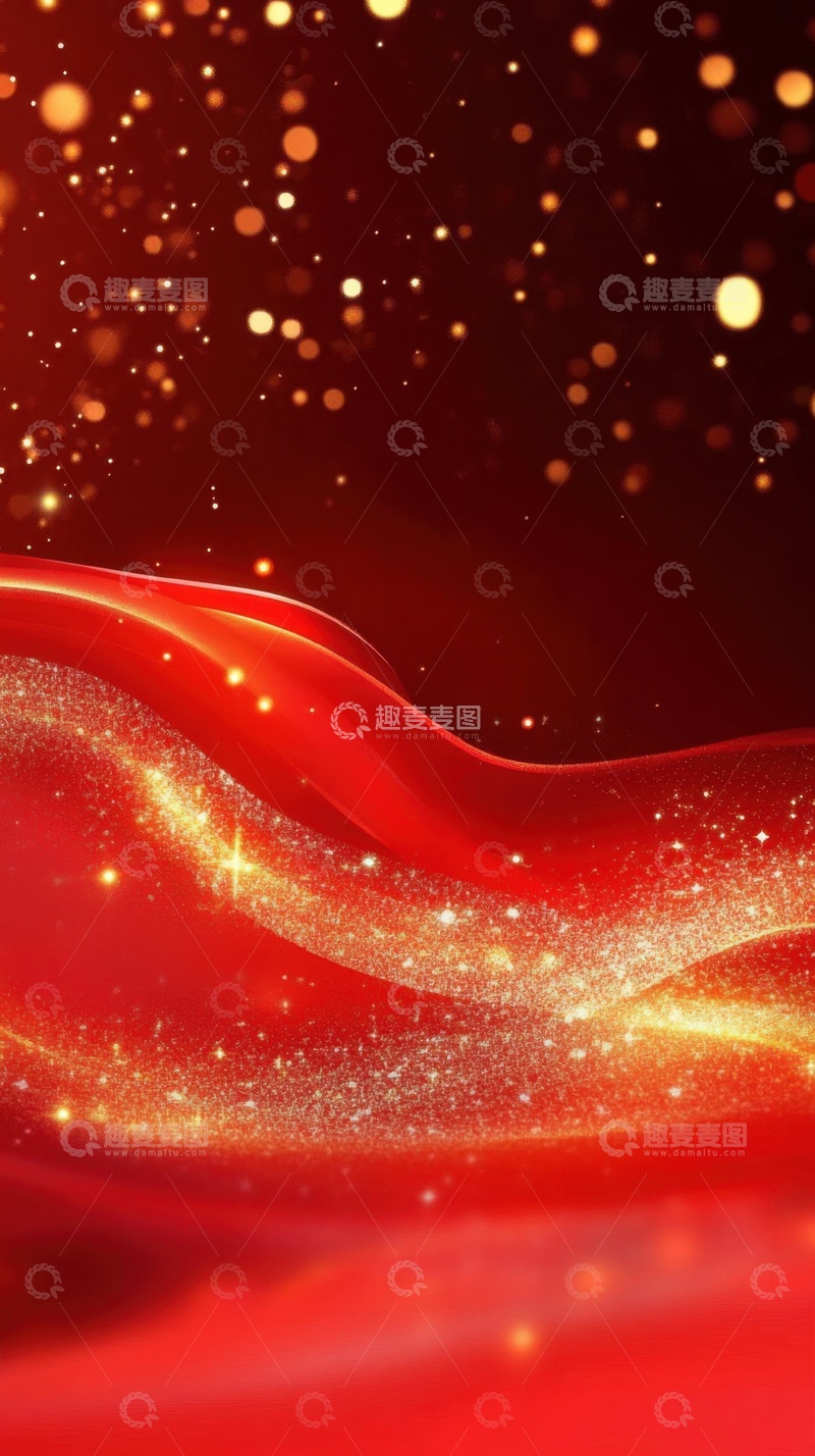 高清大图下载【趣麦麦图】金色光点红色背景