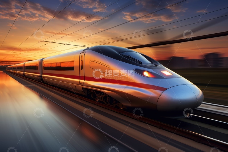 高清大图下载【趣麦麦图】户外行驶的一辆高铁1