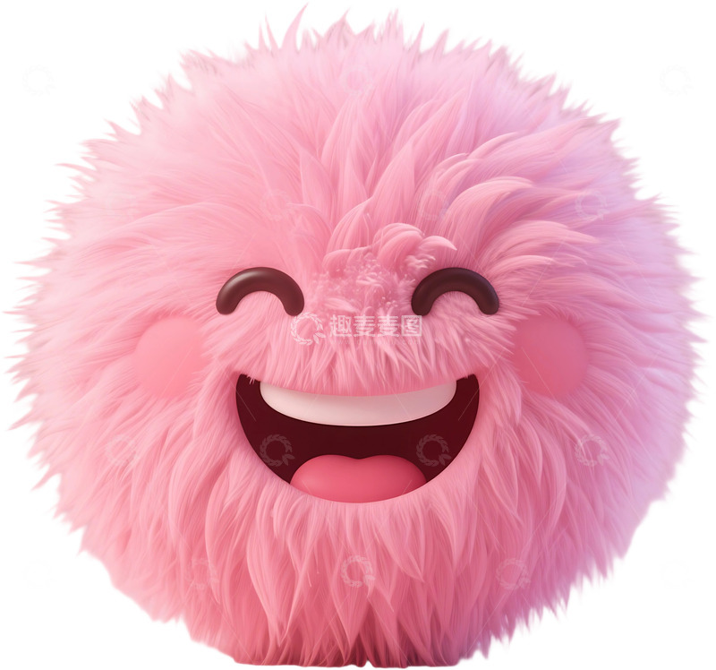 高清大图下载【趣麦麦图】免抠粉色毛茸茸的微笑表情符号 