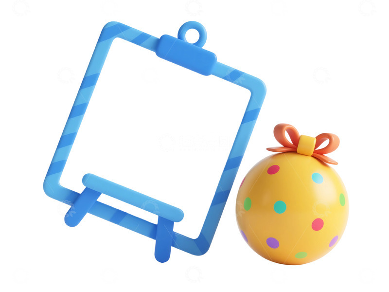 高清大图下载【趣麦麦图】免抠蓝色卡通空白板和礼物 