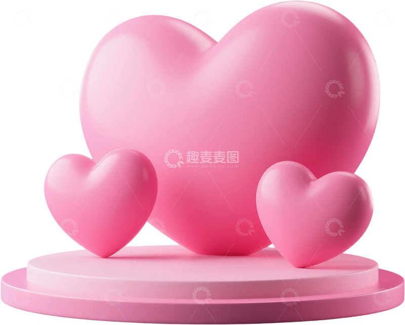 高清大图下载【趣麦麦图】免抠粉红色心形产品讲台背景 
