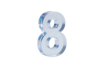 免抠立体玻璃数字8 