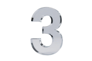 免抠立体玻璃数字3 