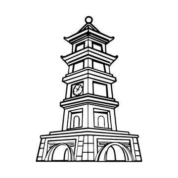 矢量简约钟楼建筑