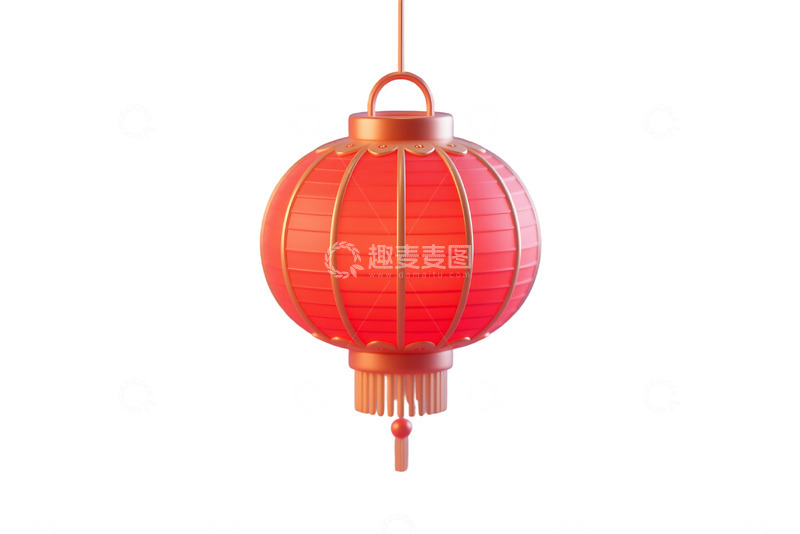 免抠红色灯笼模型元素 