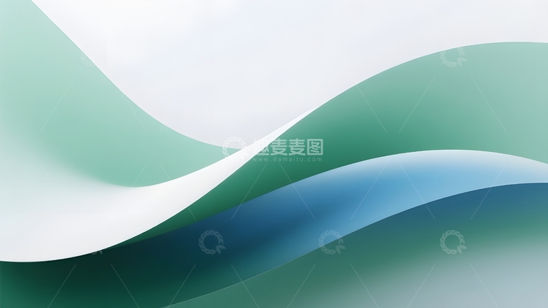 高清大图下载【趣麦麦图】绿色动感抽象弥散波浪背景