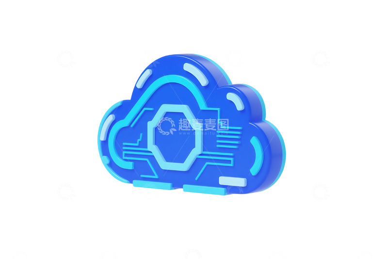 高清大图下载【趣麦麦图】免抠蓝色科技风格云图标免抠元素 1