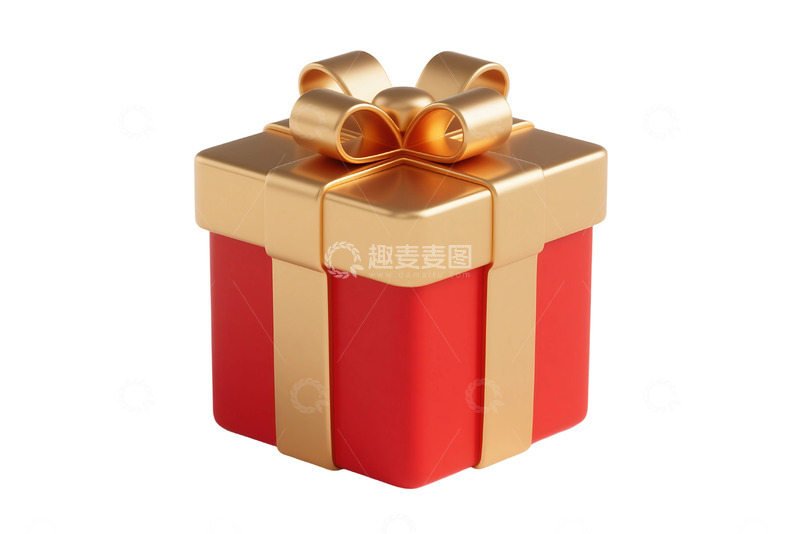 高清大图下载【趣麦麦图】免抠金红色礼品盒 