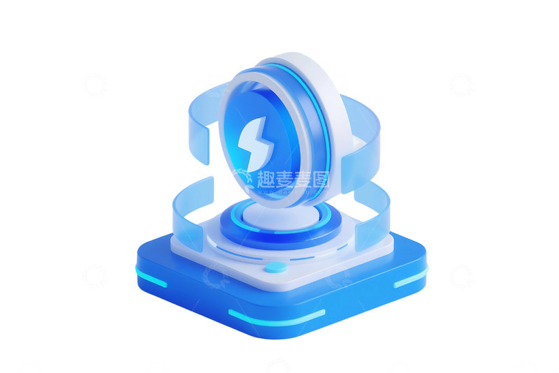 高清大图下载【趣麦麦图】免抠蓝色科技风格新能源概念插图 