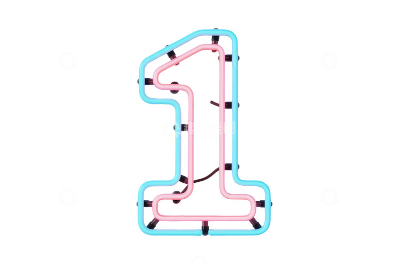 高清大图下载【趣麦麦图】免抠霓虹灯创意数字1 