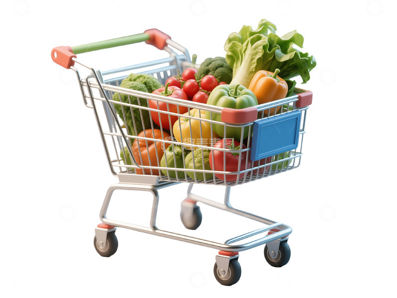 高清大图下载【趣麦麦图】免抠购物车与新鲜产品 