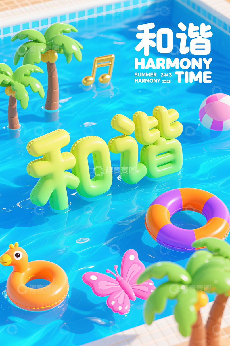 高清大图下载【趣麦麦图】大暑清凉夏日梦幻泳池派对1234