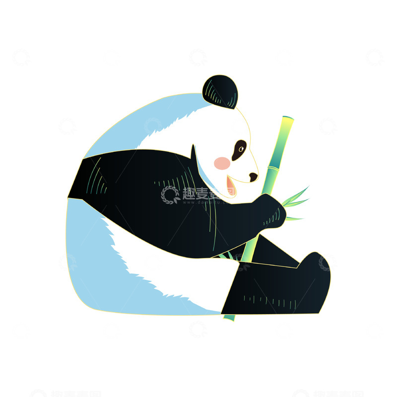 源文件下载【趣麦麦图】彩绘卡通国宝动物野兽熊猫竹子