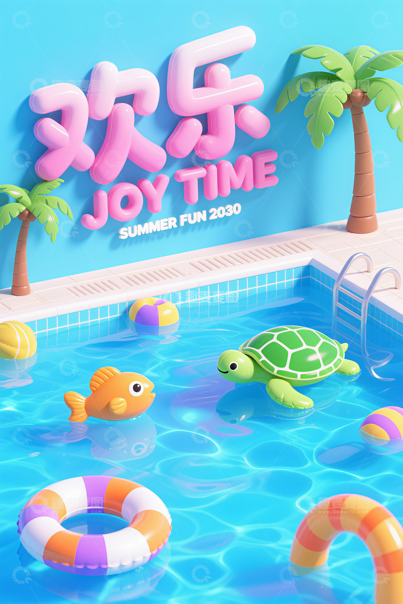 高清大图下载【趣麦麦图】大暑清凉夏日梦幻泳池派对12