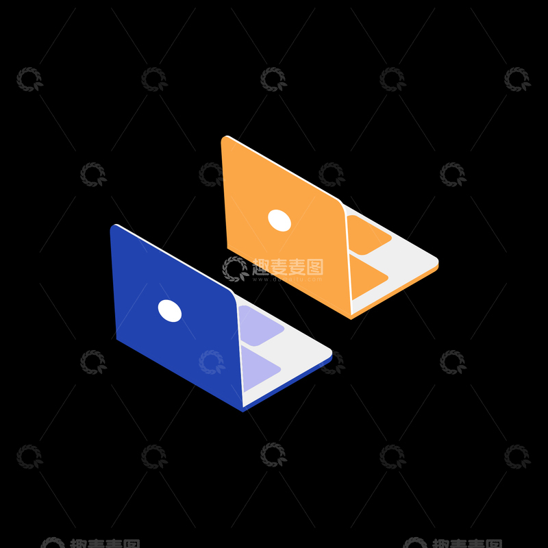 源文件下载【趣麦麦图】扁平化风格办公电脑笔记本元素