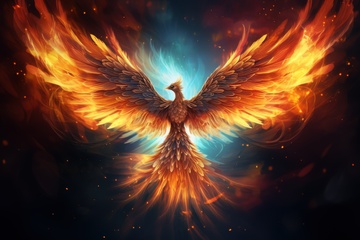 展翅的火凤凰插画