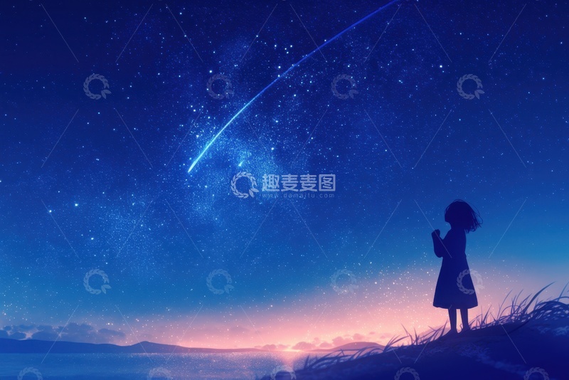 高清大图下载【趣麦麦图】卡通简约夜晚星空