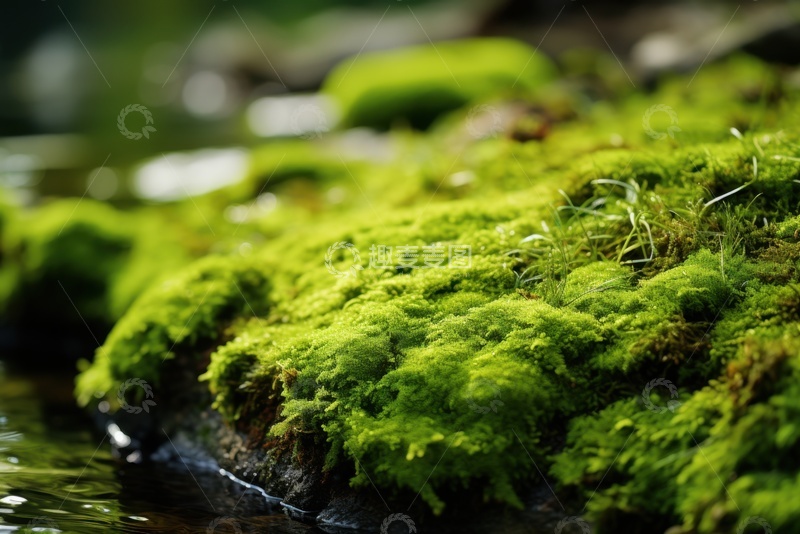 高清大图下载【趣麦麦图】湖边青苔绿色景象