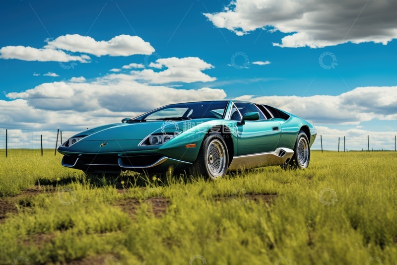 高清大图下载【趣麦麦图】田野上的一辆汽车