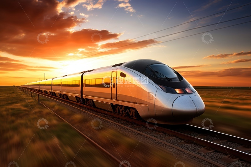 高清大图下载【趣麦麦图】户外行驶的一辆列车1