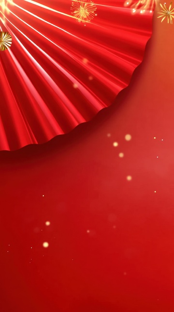 大红色折扇边框装饰