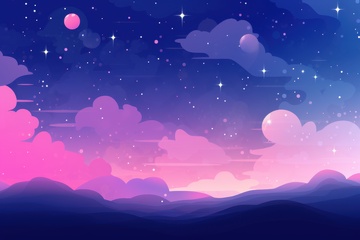 水彩手绘夜色美景