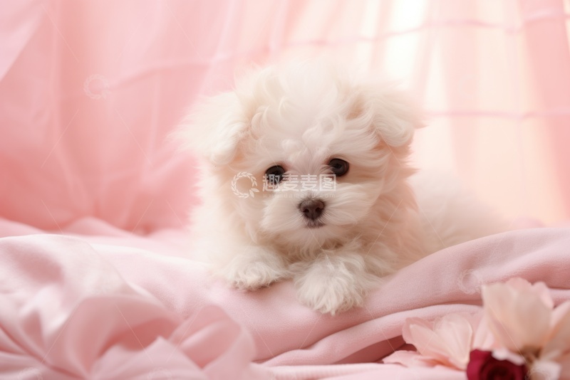 高清大图下载【趣麦麦图】白色的可爱小狗