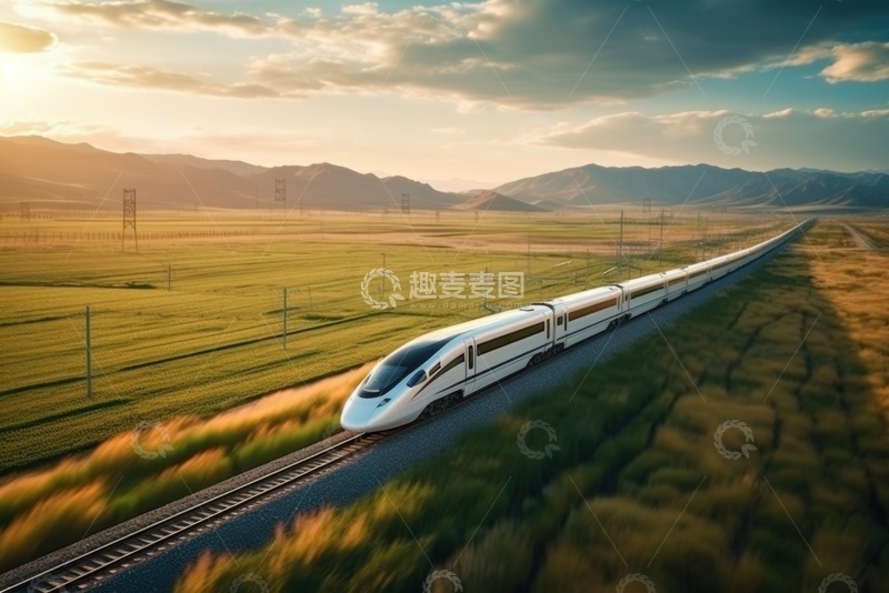 高清大图下载【趣麦麦图】荒野里行驶的列车