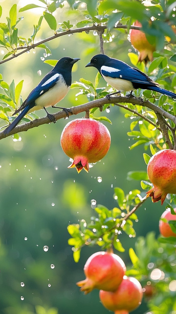 枝头上的石榴喜鹊4