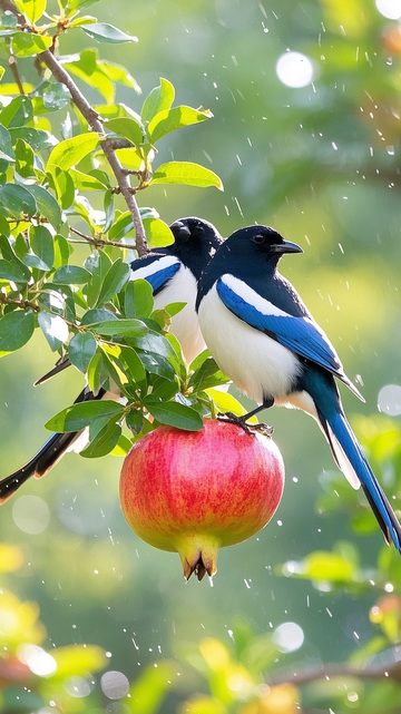 枝头上的石榴喜鹊11