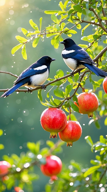 枝头上的石榴喜鹊3