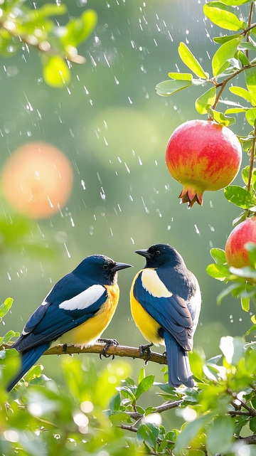 枝头上的石榴喜鹊7