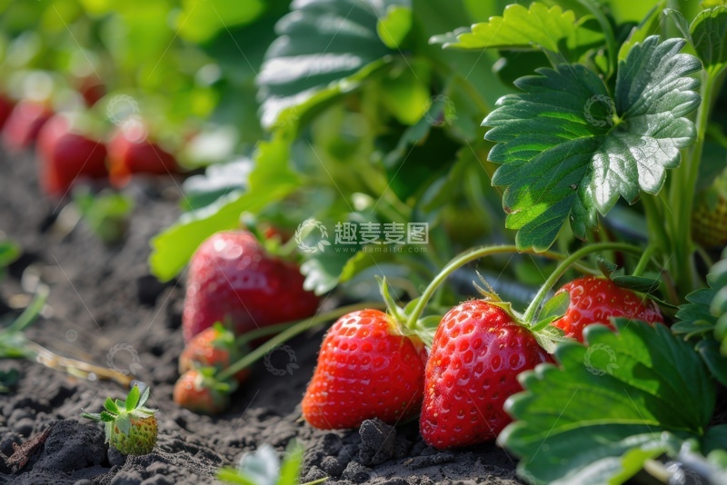 高清大图下载【趣麦麦图】草莓地里结果的草莓