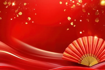 折扇装饰的边框背景