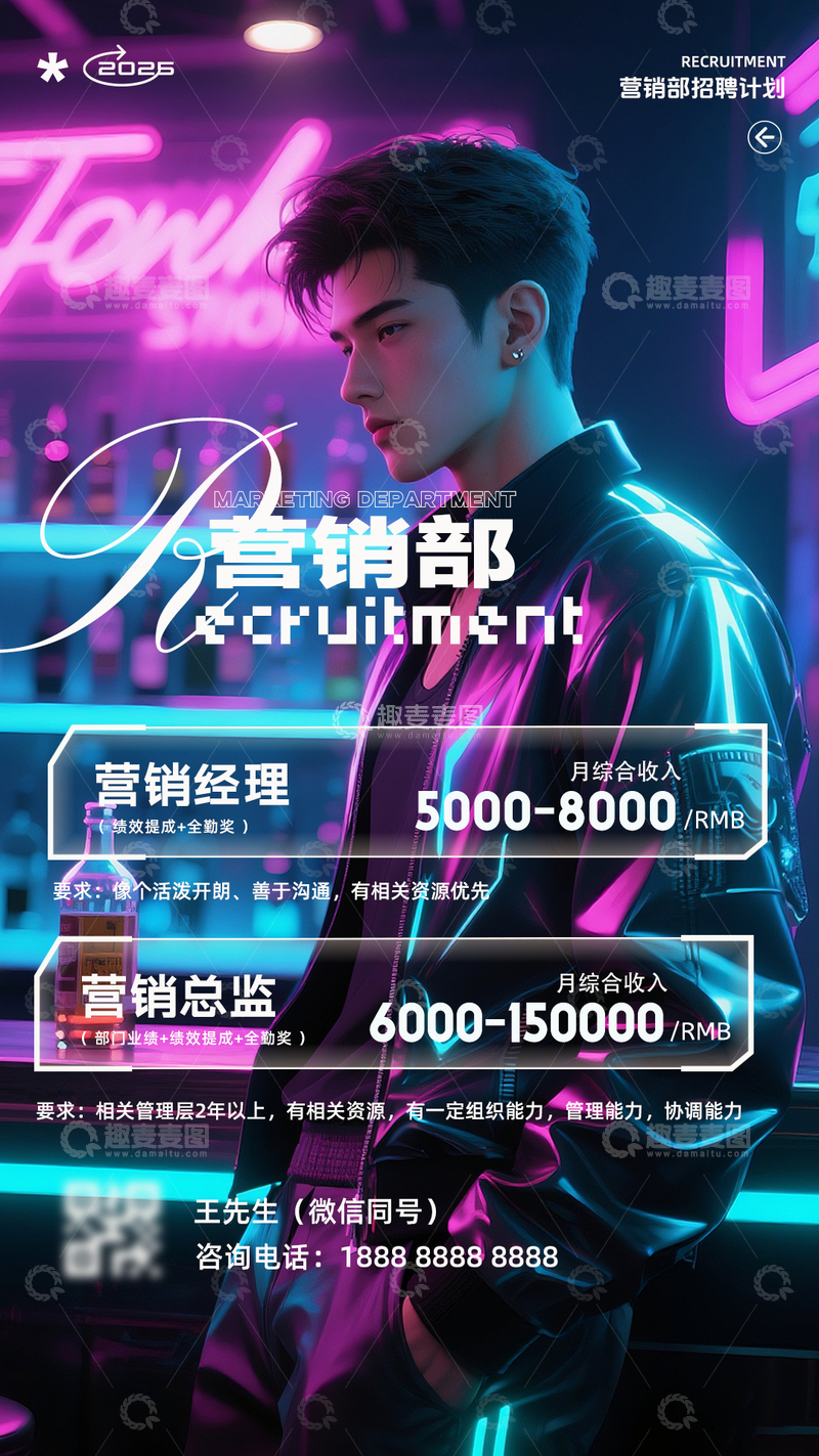 源文件下载【趣麦麦图】夜店招聘海报1