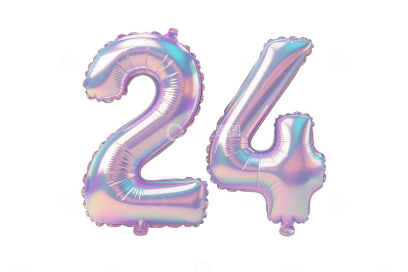 高清大图下载【趣麦麦图】免抠3D渲染镭射渐变数字气球 